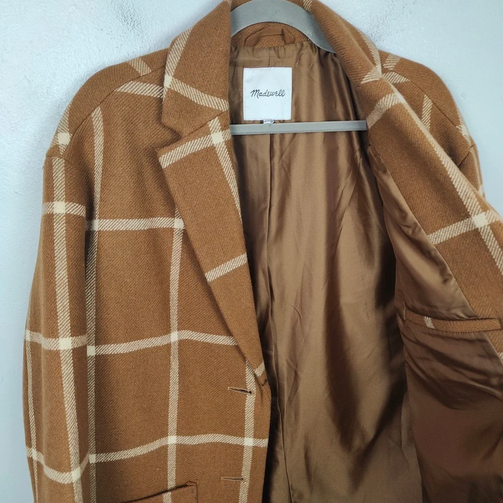 Madewell Windowpane Elmcourt Coat Womens Small Insuluxe Fabric Dried Cedar - Picture 7 of 11